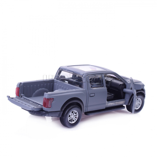 Машина металл Ford F150 Raptor Soft 12 см, (двери, багаж, серый,) инерц, в коробке