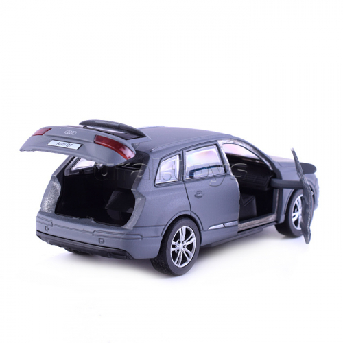 Машина металл AUDI Q7 матовый, 12 см, (двер, багаж, серый)инерц, в коробке