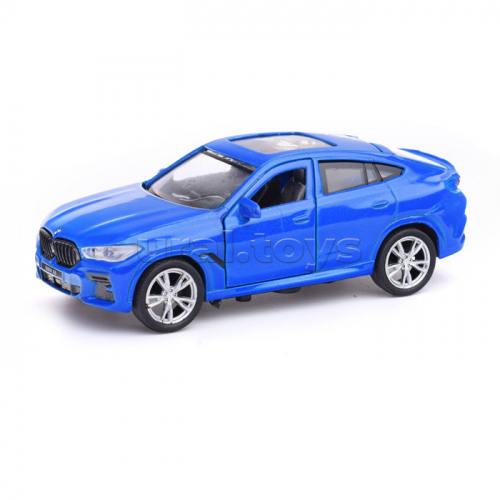 Машина металл BMW X6 12 см, (двери, багаж, синий,) инер, в коробке