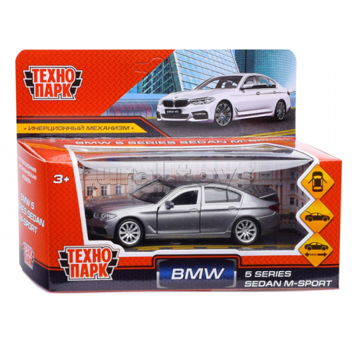 Машина металл BMW 5-ER Sedan M-Sport 12 см, (откр. двери, багаж, сер,)в коробке