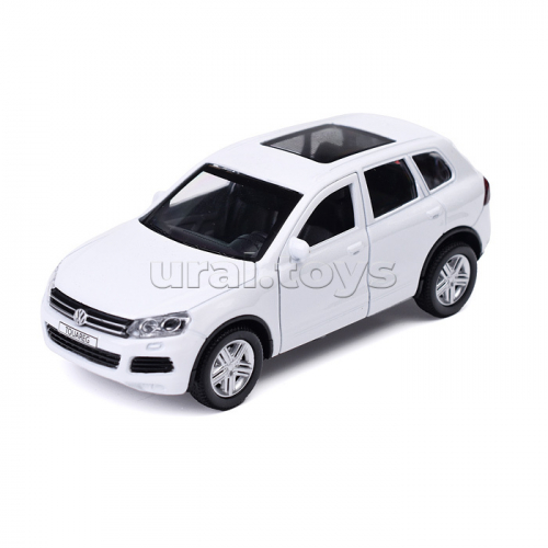 Машина металл Volkswagen Touareg 12 см,(откр., двери, багаж, белый) инерц, в коробке