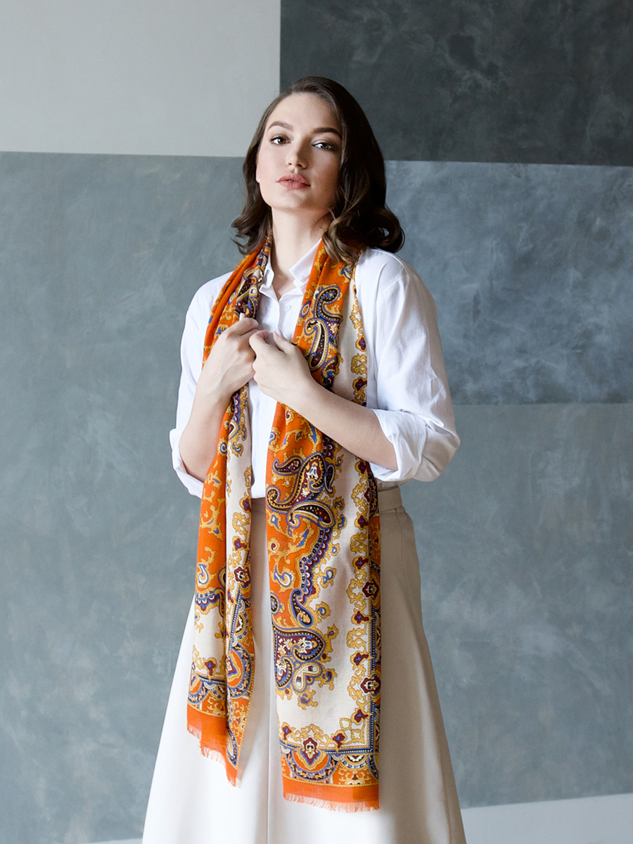 Палантин «Восточные мотивы» (оранжевый) QYC01-5