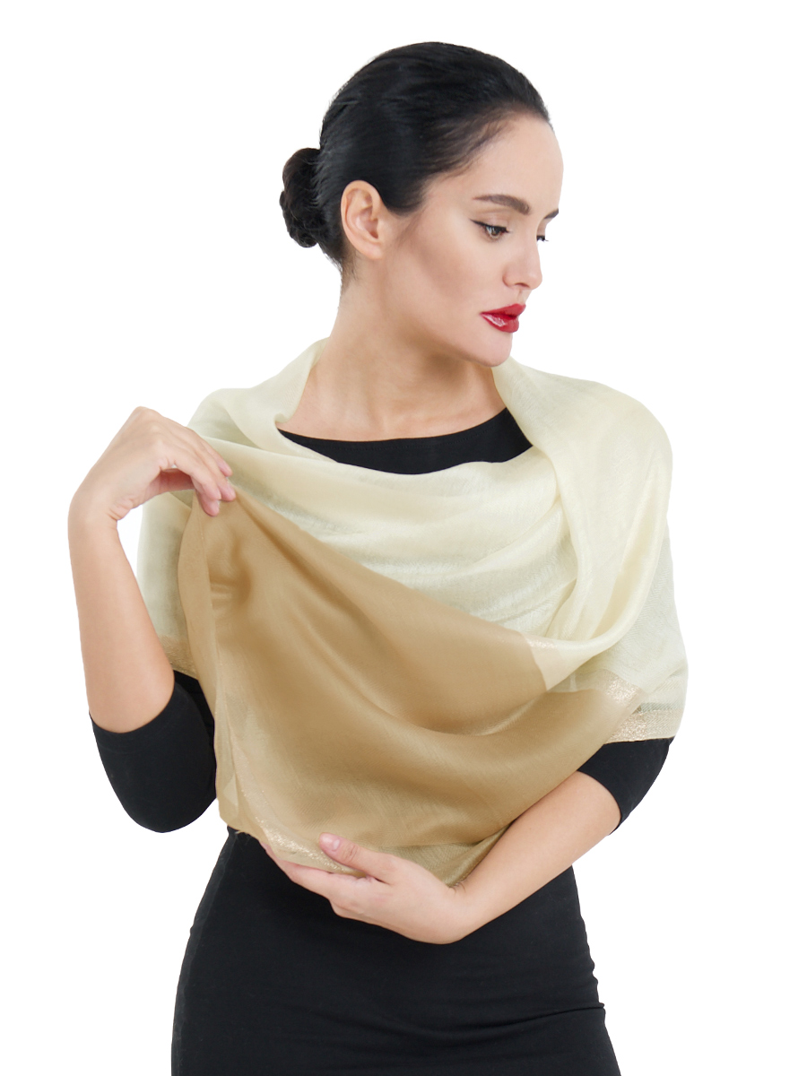 Палантин “Искры золота“ (молочный) QSL-01