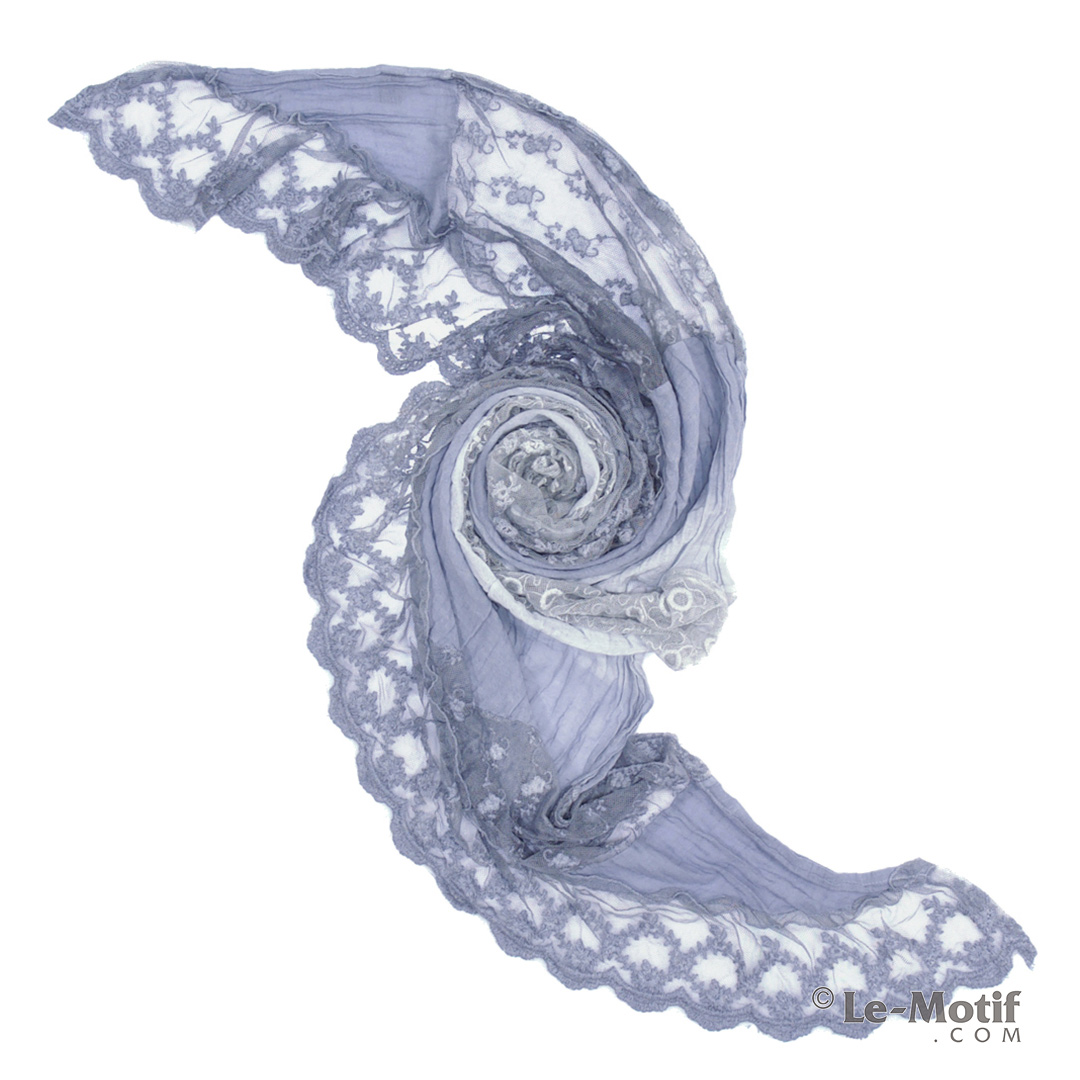 Косынка “Кружевные нити“ (серо-синий) K01-17