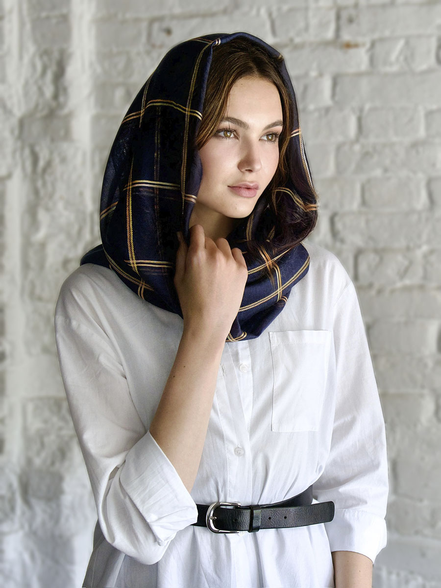 Палантин “Золотая клетка“ (темно-синий) CEL-15