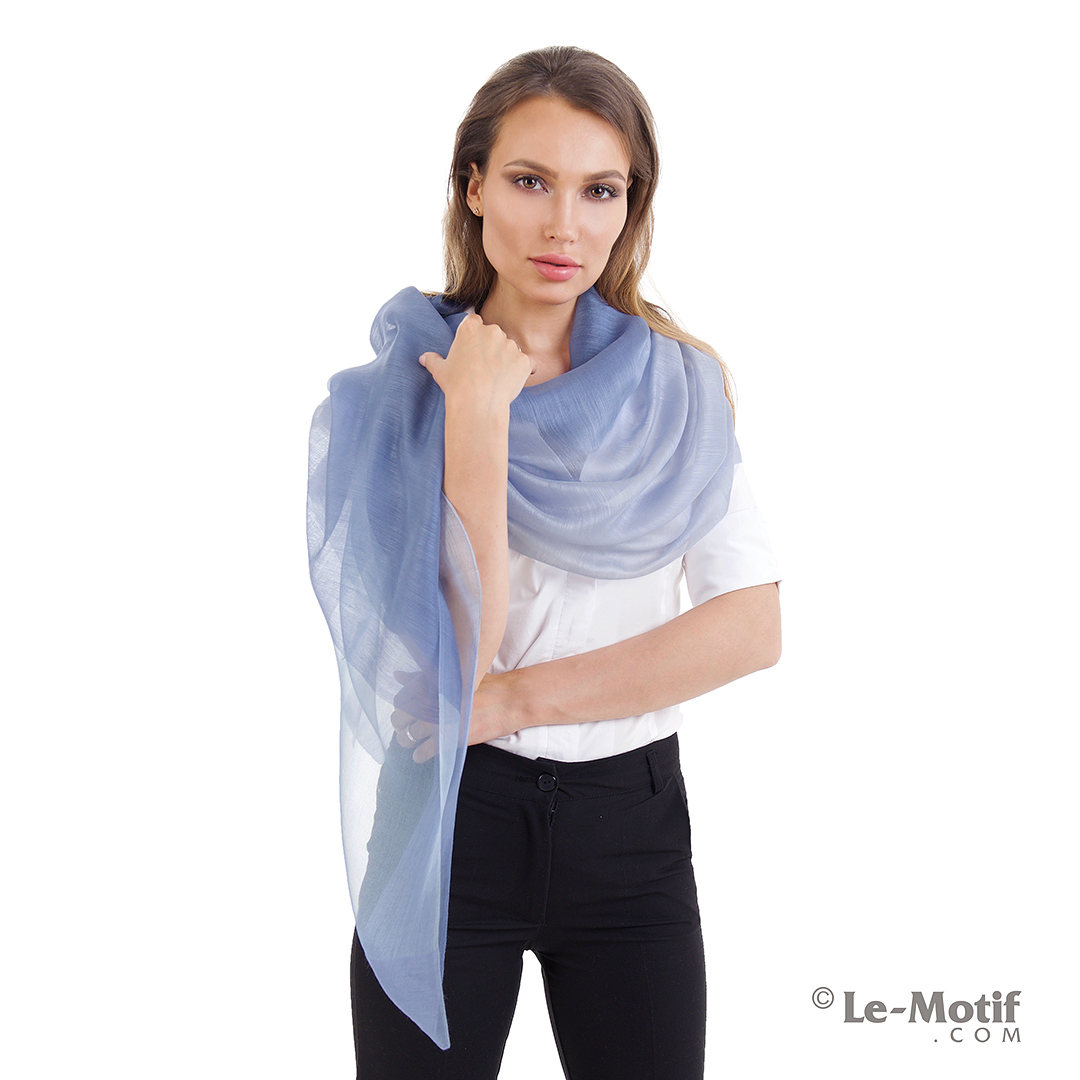 Палантин «Шёлковый стиль» (сине-голубой) SQ01-3