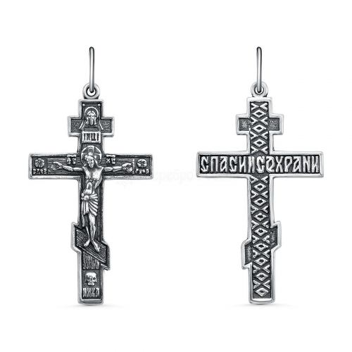 Крест из чернёного серебра - 4,2 см 925 пробы 2-264ч
