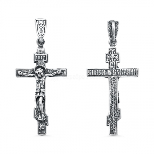 Крест из чернёного серебра - 4,1 см 925 пробы 2-166ч