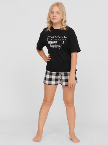 CSJG 50099-22 Комплект для девочки (футболка, шорты),черный
