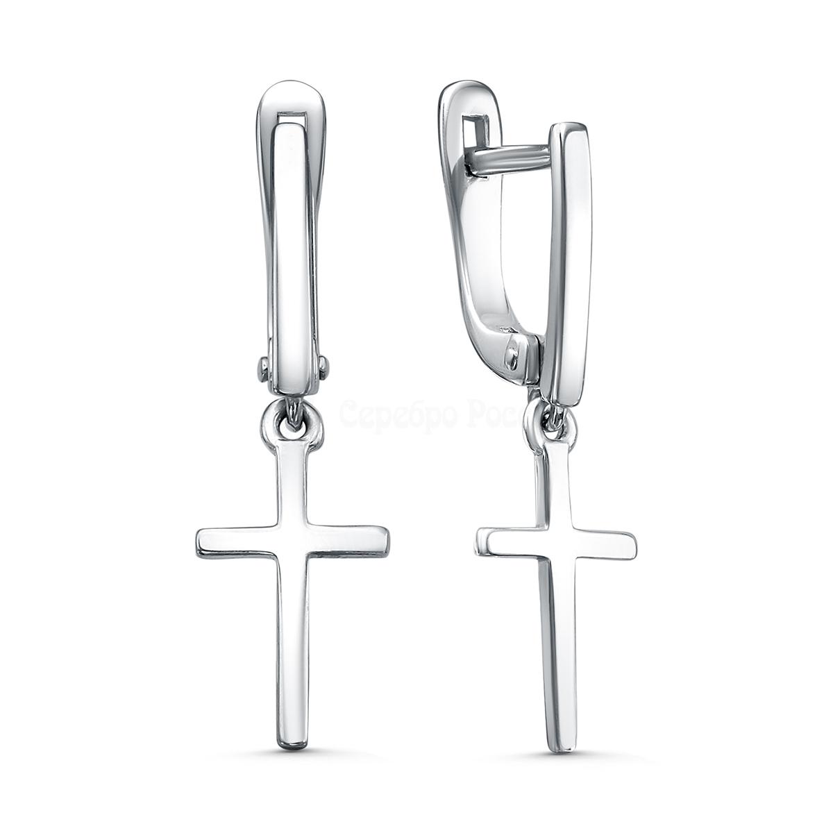 Серьги из серебра родированные - Кресты 925 пробы С-4779-Р