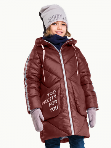 90555/1 (бордовый) Пальто для девочки