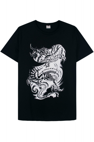 Мужская хлопковая футболка с принтом дракон Lets Go