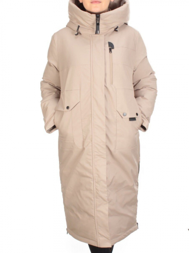 H 912 BEIGE Пальто женское зимнее MAYYIYA (200 гр. холлофайбера) размер 48