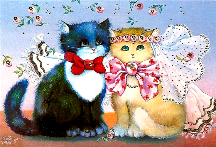 Открытка любимой с котиком, шаблон