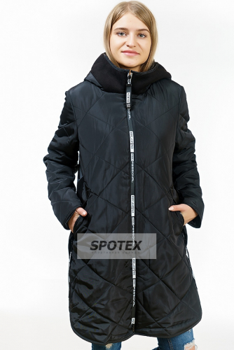 1Подростковая удлиненная куртка для девочки Levin Force L-2016 черный