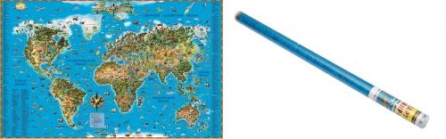 Карта. Карта Мира (для детей) лам. в прозрачном пластиковом тубусе	116х79