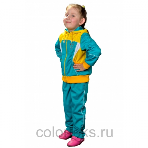 спортивный костюм для девочек(малыши) бирюза-желтый