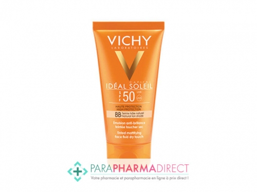 Vichy Idéal Soleil SPF50 BB Emulsion Anti-Brillance Toucher Sec Visage Très Haute Protection Solaire 50ml