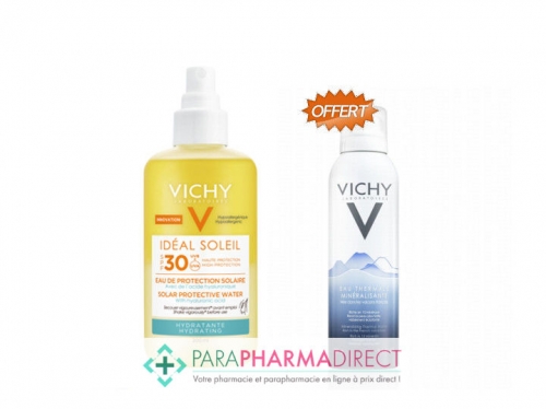Vichy Idéal Soleil SPF30 Eau de Protection Solaire Hydratant à l'Acide Hyaluronique 200ml + Brumisateur Eau Thermale 50ml OFFERT