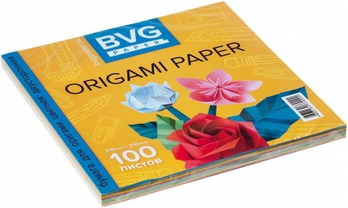 Бумага цв. д/оригами 21*21 10цв 100л БО21-100