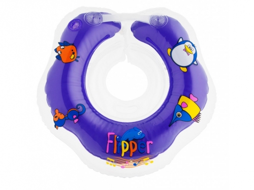 Надувной круг на шею для купания малышей Flipper 0+ с музыкой 