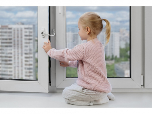 Замок детский блокиратор на окно от детей ROАКЦИЯ!! XY-KIDS, с ключом, цвет белый
