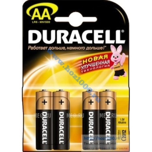 Батарейки пал.бл. AA R06 Duracell alkalin. (4шт.)