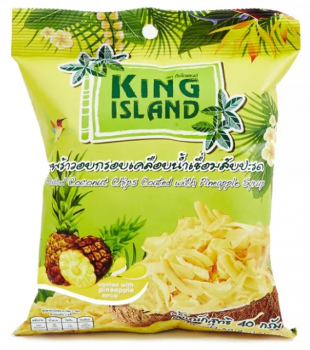 Кокосовые чипсы KING ISLAND со вкусом ананаса, 40 г