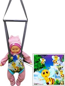 Прыгунки-тарзанка ( 1. Используются как прыгунки для детей 2. Сидение можно отстегнуть и использовать как тарзанку) для детей до 15 кг, дизайн пчелка