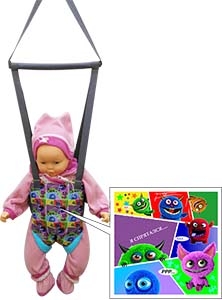 Прыгунки-тарзанка ( 1. Используются как прыгунки для детей 2. Сидение можно отстегнуть и использовать как тарзанку) для детей до 15 кг, дизайн монстрики
