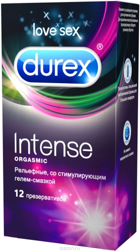 DUREX  INTENSE orgasmic презервативы Рельефные с гелем-смазка  12 шт.
