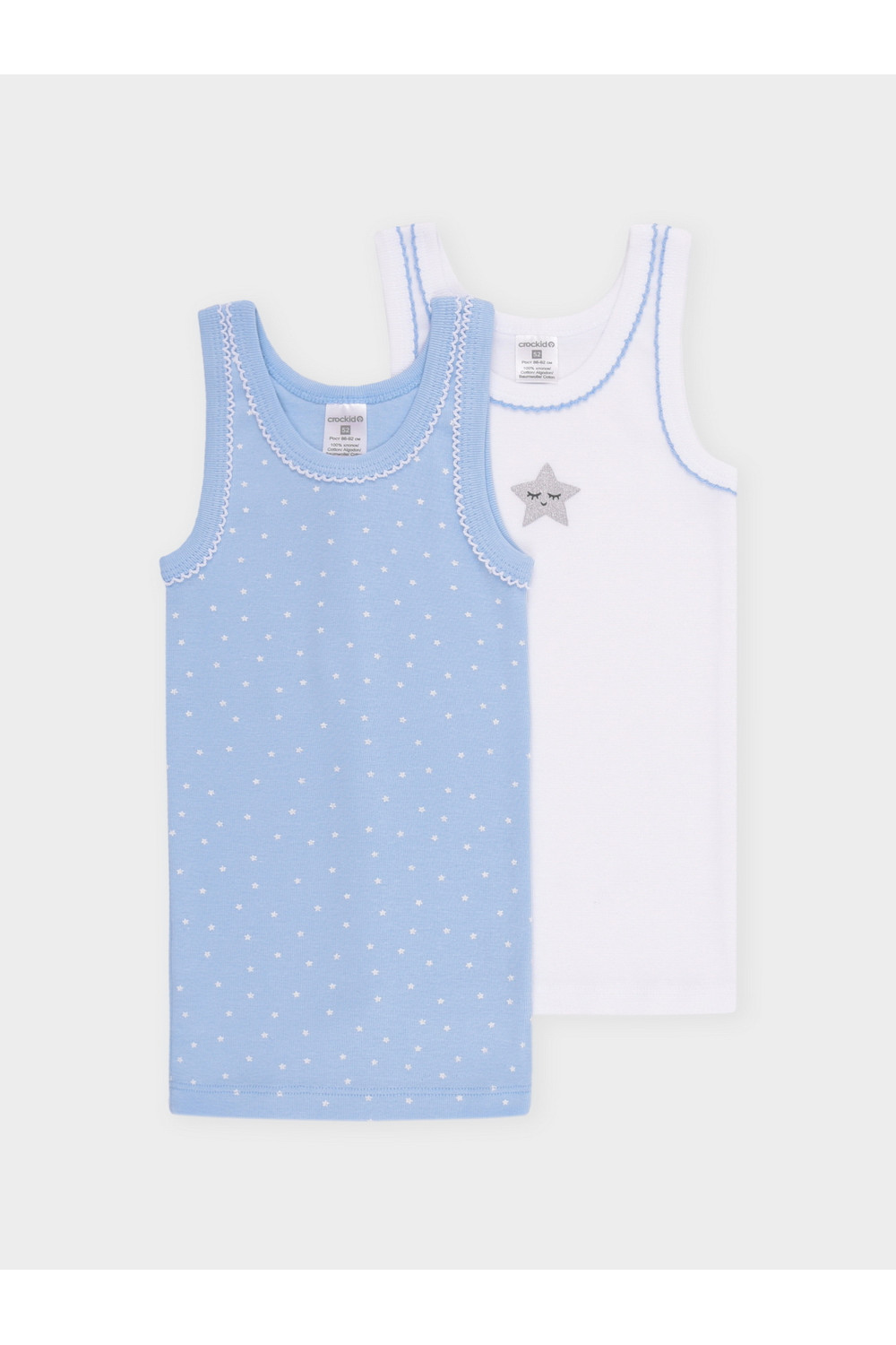 Набор майка К 1181-2уп белый, небесно-голубой,звездочки