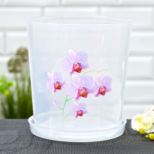 Горшок для орхидеи 1,8л с поддоном (прозрачный)
