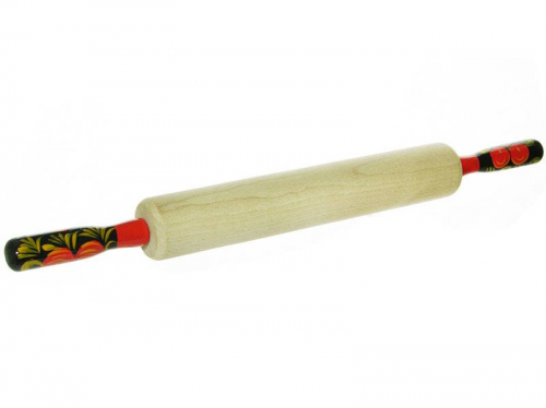 Скалка деревянная бук с хохломскими ручками