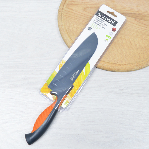 Нож кухонный 17см Satoshi Фрей сантоку с антиналипающим покрытием