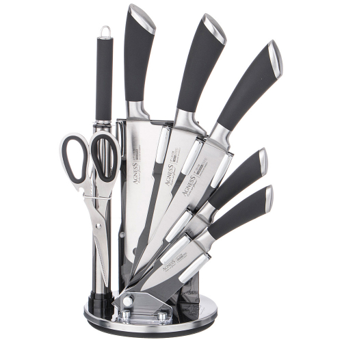Набор ножей 8 предметов нерж на пластиковой вращающейся подставке 