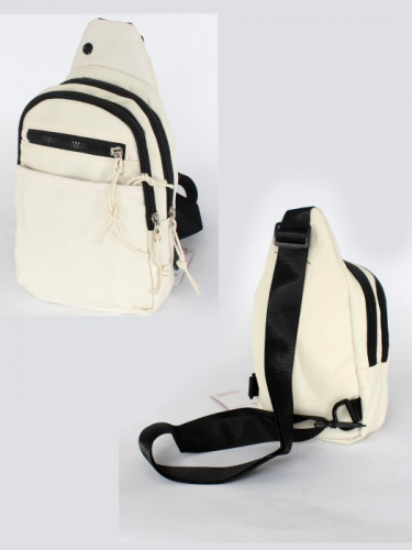 Рюкзак (сумка) Battr-002 (однолямочный), 2отд, плечевой ремень, 2внеш+1внут/ карм, молочный 257869