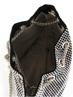 Сумка женская текстиль Ch&K-817 1отд, плечевой ремень цепочка, party, черный 259180