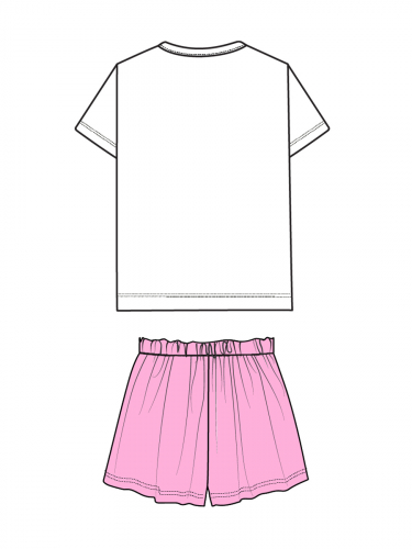 765 р.  1071 р.  Комплект трикотажный для девочек: фуфайка (футболка), шорты