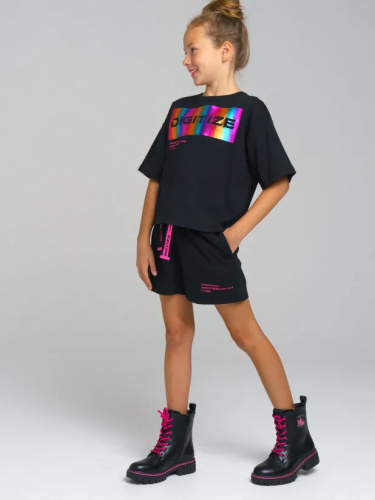 1181 р.  1467 р.  Комплект трикотажный для девочек: фуфайка (футболка), шорты