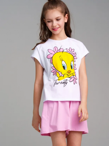 752 р.  1015 р.  Комплект трикотажный для девочек: фуфайка (футболка), шорты