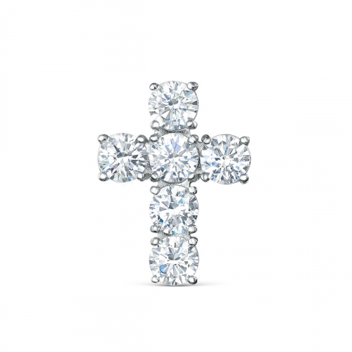 Подвеска крест из серебра с фианитами родированная S3117491010р