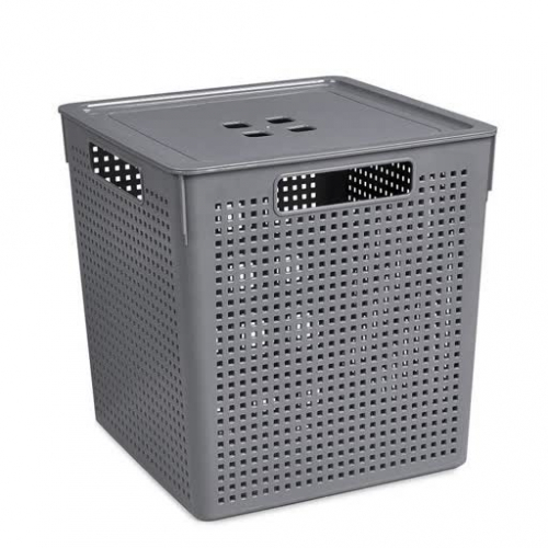 Коробка квадратная «Лофт» 23л 29,4х29,4х30,1см с крышкой, цвет серый