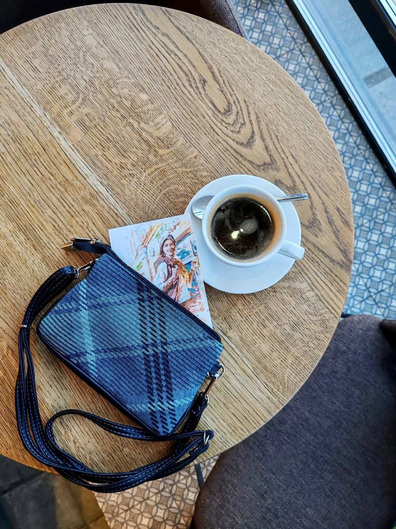 Сумка женская 1025 Клетка синяя диагональ 3х19х12 см 2312395