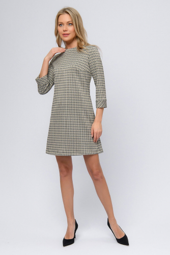 Платье 1001 DRESS #835332Бежевый (клетка)