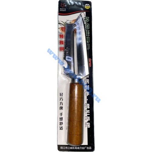 Нож шинковка с деревянной ручкой, средняя №718