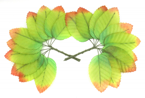 Листья тканевые на проволоке (оранжево-зеленый), упак. 200 шт(+-5) В наличии