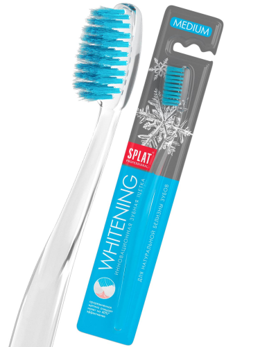 [SPLAT] Зубная щетка инновационная ОТБЕЛИВАНИЕ голубая средняя Whitening, 1 шт