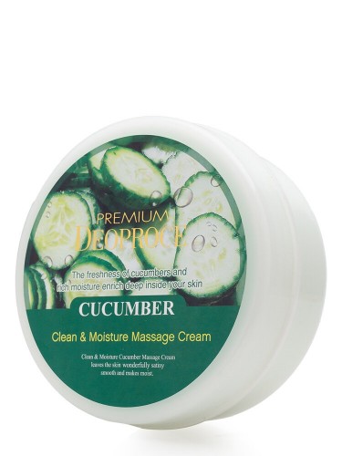 [DEOPROCE] Крем для лица массажный очищающий и увлажняющий ЭКСТРАКТ ОГУРЦА Premium Clean & Moisture Cucumber Massage Cream, 300 г