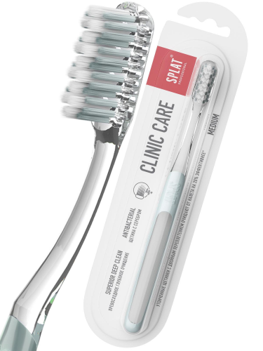 [SPLAT] Зубная щетка инновационная ОТБЕЛИВАНИЕ белая средняя Clinic Care, 1 шт